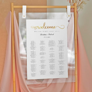 Gold Willkommen Alphabetische Sitzkarten Poster