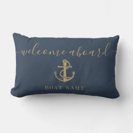 Gold Willkommen an Bord des Bootes Name Anchor Nav Kissen Für Draußen