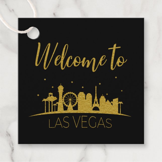 Gold Willkommen bei Las Vegas Geschenktasche Hochz Geschenkanhänger (Vorderseite)