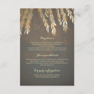 Gold Willow Tree Zweige Hochzeitdetails einfügen Begleitkarte