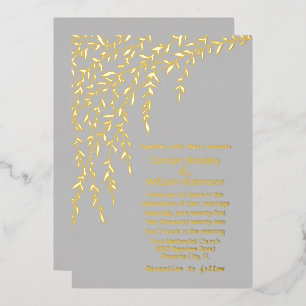 Gold Willows Grey Wedding Foil Einladung