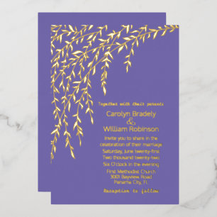 Gold Willows Lavender Wedding Foil Einladung
