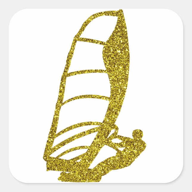 Gold-Windsurfen-Sticker Quadratischer Aufkleber (Vorderseite)