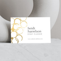 Gold Wine Stains Party Planer Business Card