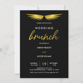 Gold Wings, Black Post Wedding Brunch Save The Date