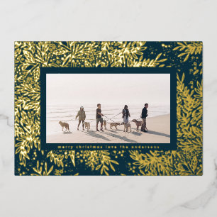 Gold Winter Blue Christmas SnowFlake Photo Frame Folien Feiertagskarte