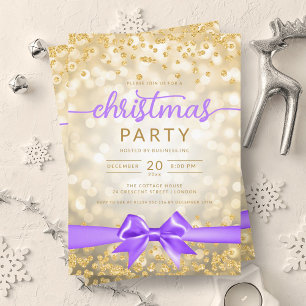 Gold Winter Glam Company Xmas Lila Ribbon Einladung
