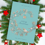 Gold | Winter Ice Blue Wreath Weihnachten | Neujah Folien Feiertagskarte<br><div class="desc">*REAL GOLD PRESSEVIERTE FOLIE Gold | Winter Ice Blue Wreath Weihnachten | Weihnachtskarte</div>