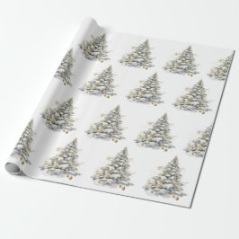 Gold Winter Pine Tree Geschenkpapier