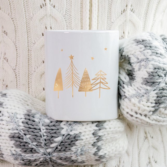 Gold Winter Pines Kaffeetasse (Von Creator hochgeladen)