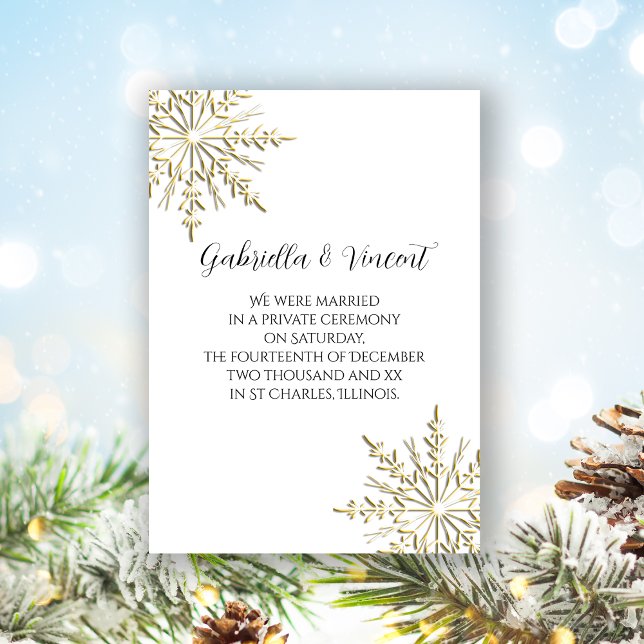 Gold Winter Snowflake Private Ehe / Eloption Einladung (Von Creator hochgeladen)