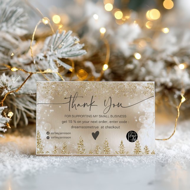 Gold Winter Snowflake Weihnachtsauftrag Vielen Dan Visitenkarte (Gold Winter Snowflake Christmas Order Thank You Business Card)