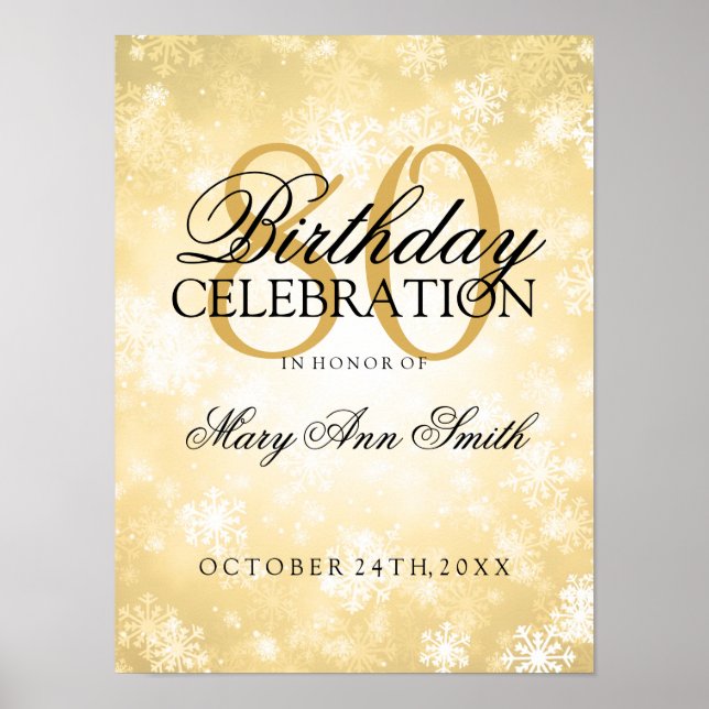 Gold Winter Wonderland 80. Geburtstag Poster (Vorne)