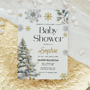Gold Winter Wonderland Baby Shower Einladung