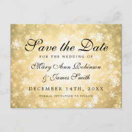 Gold Winter Wonderland Elegant Save the Date Ankündigungspostkarte