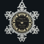 Gold Wirbel Diamond 10 Jahre Hochzeit Schneeflocken Zinn-Ornament<br><div class="desc">Elegante goldene Wirbel 10. Hochzeitstag Schmuck.</div>