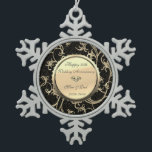 Gold Wirbel Diamond 50 Jahre Hochzeit Schneeflocken Zinn-Ornament<br><div class="desc">Elegante goldblütige Wirbel 50. Hochzeitstag Schmuck.</div>