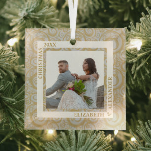 Gold Wirbel Foto Grau Ornament Aus Glas