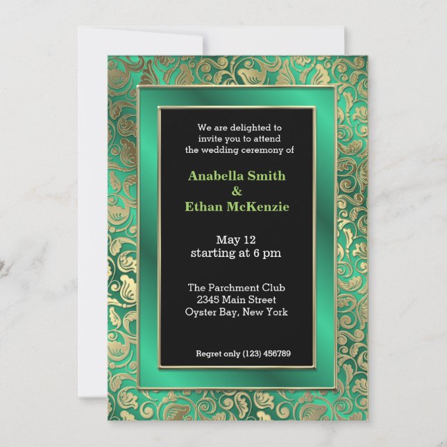 Gold Wirbel * Hintergrundfarbe auswählen Einladung (Vorderseite)