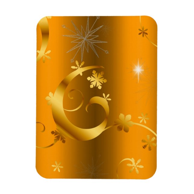 Gold Wirbel und Stars Weihnachten Magnet (Vertikal)