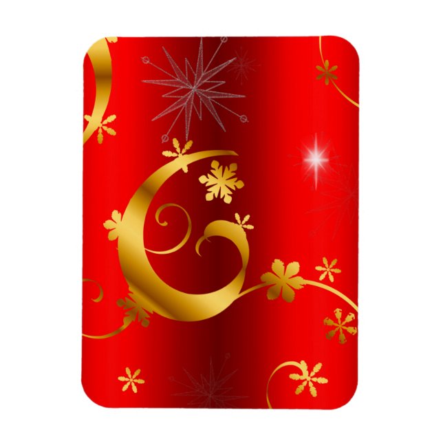 Gold Wirbel und Sterne Weihnachten Magnet (Vertikal)