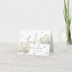 Gold Wolken & Stars Wasserfarben Kinderdusche Dankeskarte