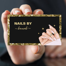 Gold Woman Hand Nail Salon Business Card Visitenkarte