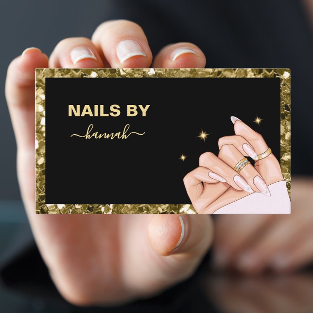 Gold Woman Hand Nail Salon Business Card Visitenkarte (Von Creator hochgeladen)