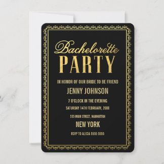 Gold Womens Bachelorette Abend Party Einladung