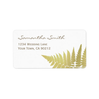 Gold Woodland Wedding Fern Adressaufkleber