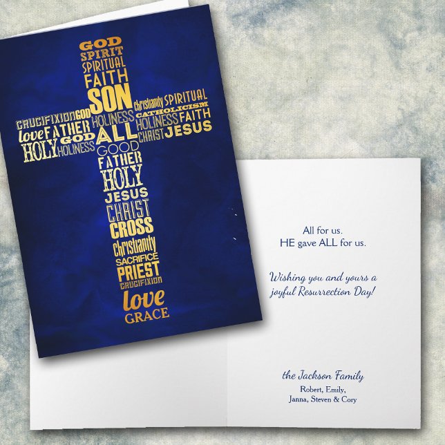Gold Word Cross Christlich Oster Karte (Von Creator hochgeladen)