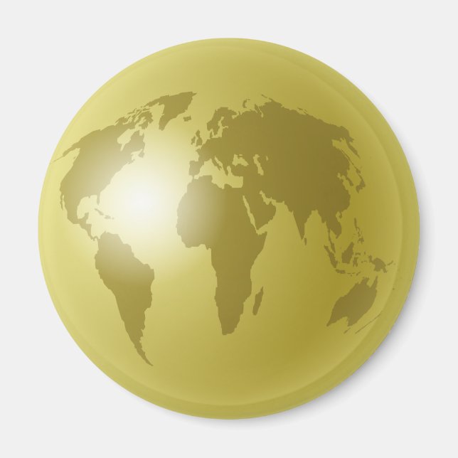 Gold World Globe Magnet (Vorne)