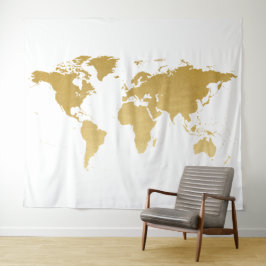 Gold World Map Detaillierte Globe-Hintergrund-Band Wandteppich