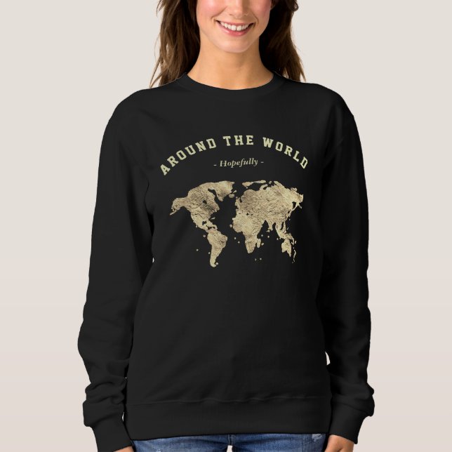 Gold World Map Traveller Sweatshirt (Vorderseite)