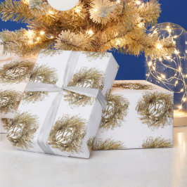 Gold Wreath Frohe Weihnachtswrapping Papier Geschenkpapier