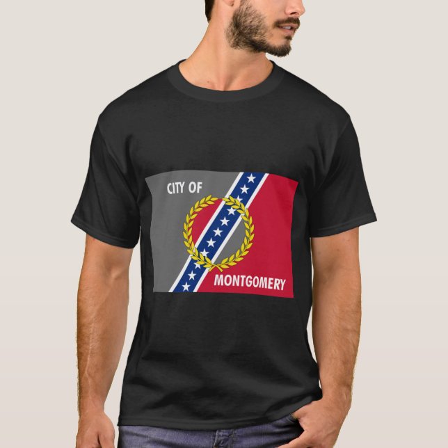 Gold Wreath Grey and Red Montgomery Alabama Flag C T-Shirt (Vorderseite)