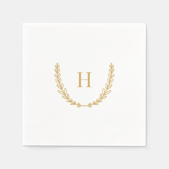 Gold-Wreath-Monogram Napkins Serviette (Vorderseite)