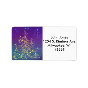 Gold Xmas Tree Address Labels Adressaufkleber