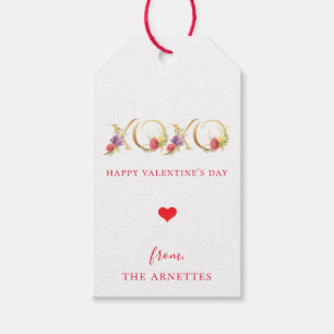 Gold XOXO floraler Valentinstag Geschenkanhänger