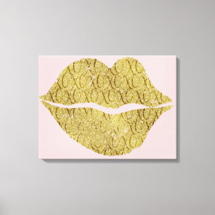 Gold XOXO Lippen Leinwanddruck