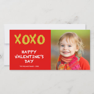 Gold XOXO Valentinstag Fotokarte Feiertagskarte