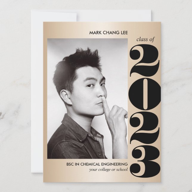 GOLD YEAR | BLACK BOLD UNI FOTO ABSCHLUSS KARTE (Vorderseite)