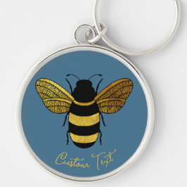 GOLD YELLOW BLACK BUMBLEBEE CALLIGRAPHY TEXT BEE SCHLÜSSELANHÄNGER
