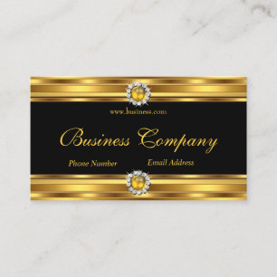 Gold Yellow Black Diamond Jewel Elegant Klasse Visitenkarte