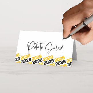Gold Yellow Black Grad Class Jahr Faltenfutter ode Platzkarte