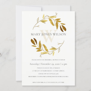 GOLD YELLOW FOLIAGE WREATH BRAUTPARTY CARD DANKESKARTE