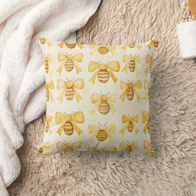 Gold Yellow Honey Bees Honey Combs Kissen (Decke)