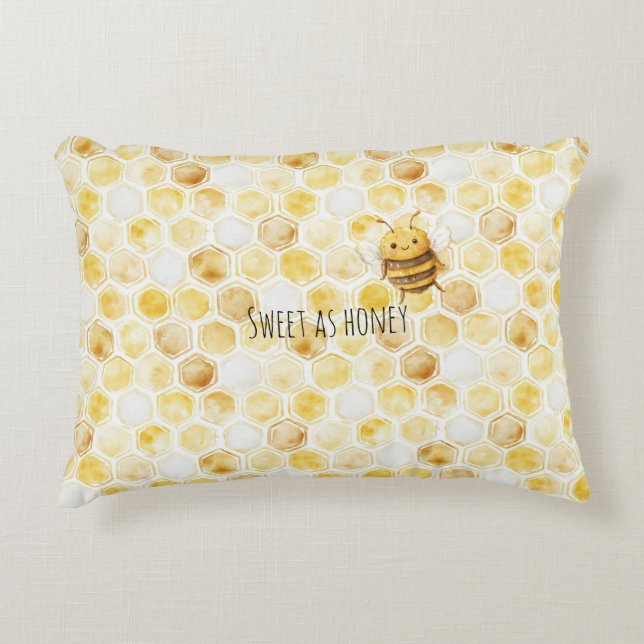Gold Yellow Honeycomb Sweet Cute Honey Bee Dekokissen (Vorderseite)