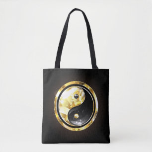 Gold Yin Yang auf Schwarz