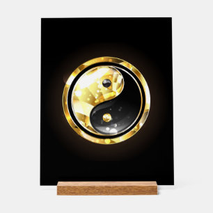 Gold Yin Yang auf schwarz Acrylschild